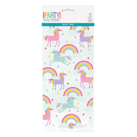 Rainbow & Unicorn Cellophane Bags, 20ct