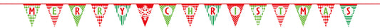 Merry Christmas Patterned Paper Flag 14ft Banner, 1ct