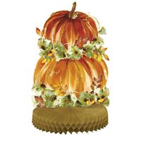 Watercolor Fall Pumpkins Honeycomb Centerpiece  14"