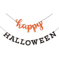 Orange and Black "Happy Halloween" Banner  2pc