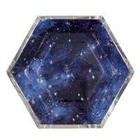 Galaxy Hexagon Shaped 9.25" Dinner Plates 8ct - Foil Stamping
