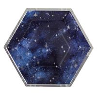 Galaxy Hexagon Shaped 8.25" Dessert Plates 8ct - Foil Stamping.