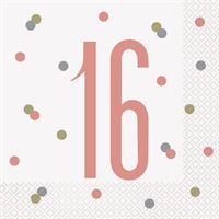 16 Glitz Rose Gold Luncheon Napkins 16ct