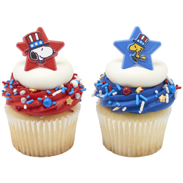 Peanuts® Snoopy® and Woodstock® Patriotic Cupcake Rings 12ct
