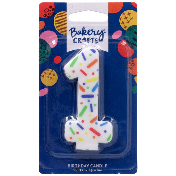 1 Rainbow Sprinkle Numeral Candles
