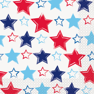 Bright Stars and Stripes Patriotic Luncheon Napkins, 16ct