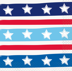 Bright Stars and Stripes Patriotic Beverage Napkins, 16ct
