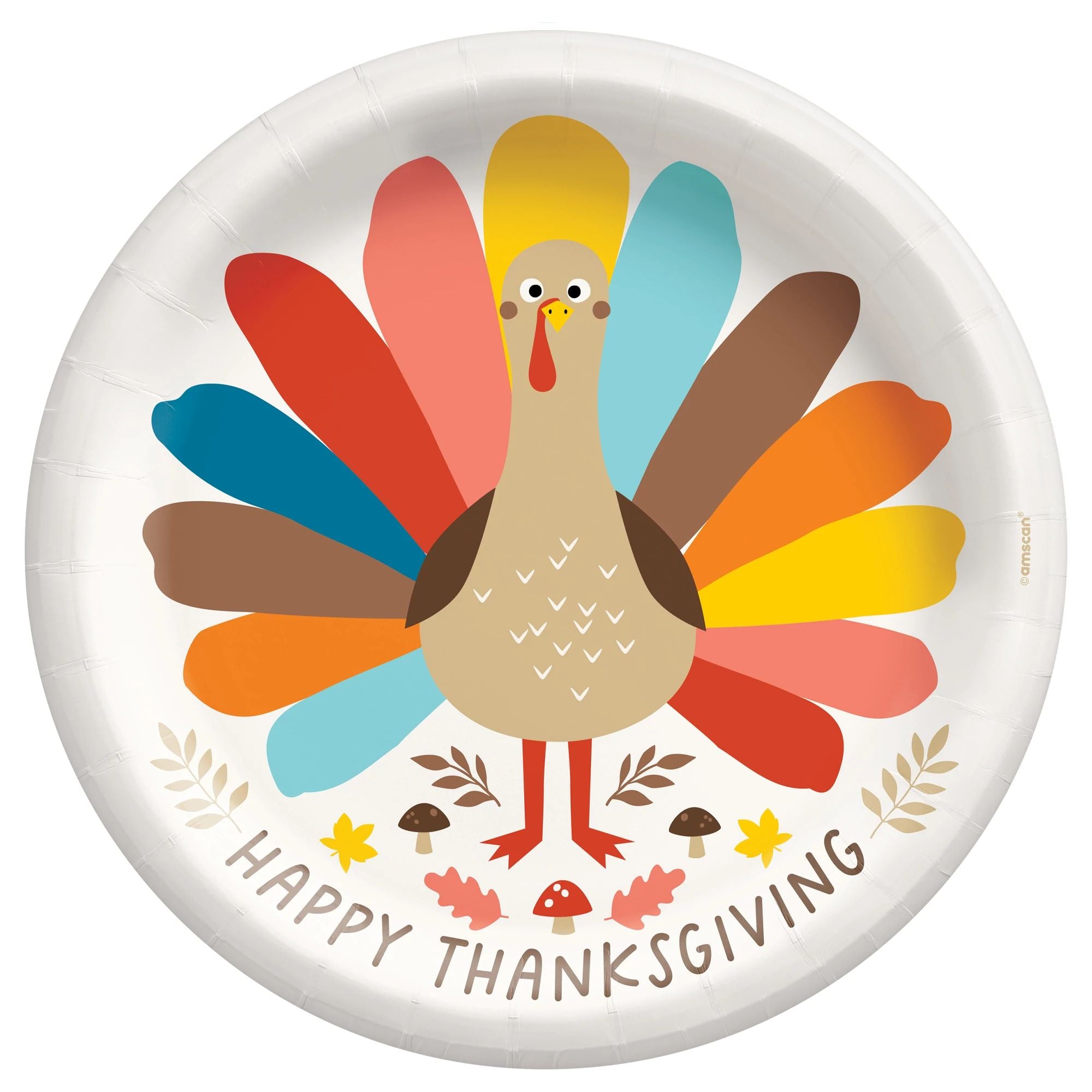 Happy Turkey Day 10" Round Plates, 20ct