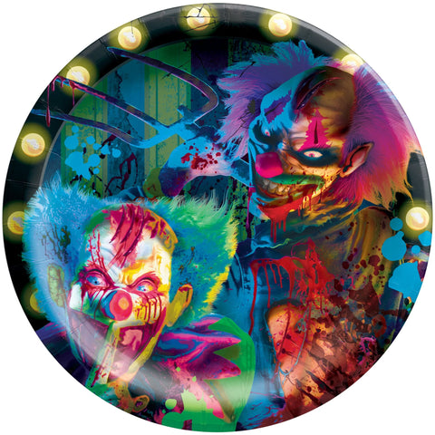 Creepy Carnival Blacklight 10" Round Plates, 20ct