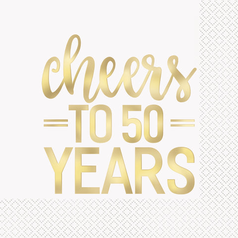 Gold Foil Cheers to 50 Years Luncheon Napkins, 16ct - Foil Stamped