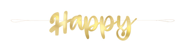 Gold Script Foil "Happy Anniversary" Banner, 1ct