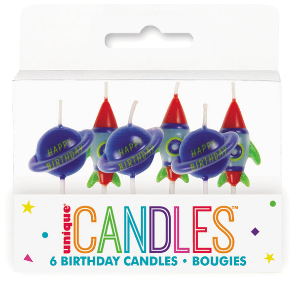 Outer Space Pick Birthday Candles, 6ct