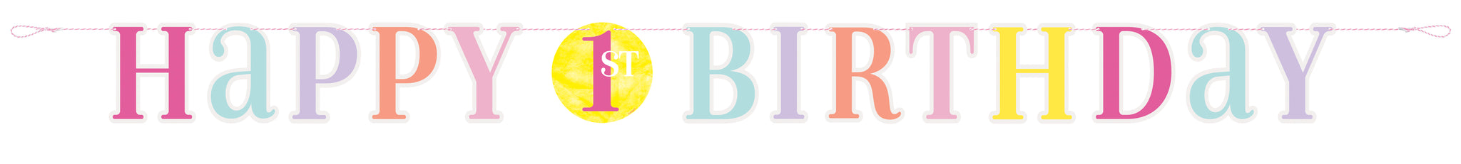 Pink Dots 1st Birthday Letter Banner, 6 ft