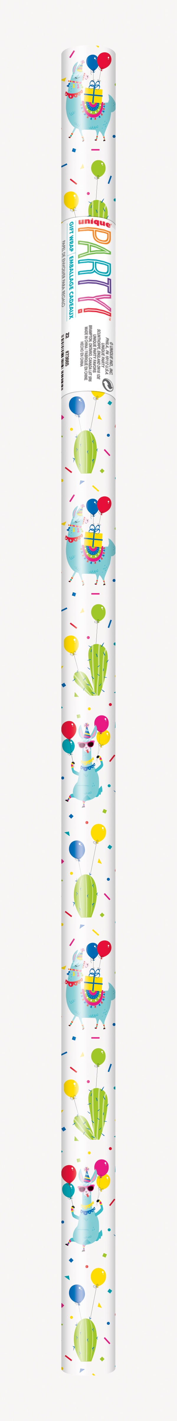 Llama Birthday Gift Wrap, 30" x 5 ft