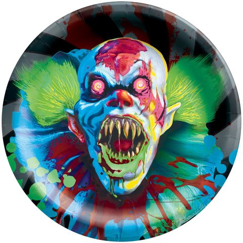 Creepy Carnival Blacklight 6.75" Round Plates, 20ct