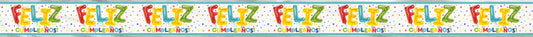 Foil Feliz Cumpleanos Balloon Birthday Banner, 12 ft