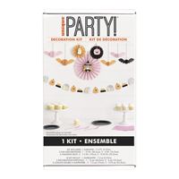 Groovy Halloween Decorating Kit with Hanging Bats and Iridescent Garland 9pc