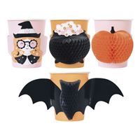 Groovy Halloween 9oz Paper Cups with Shaped Themed Pop-Outs 4ct