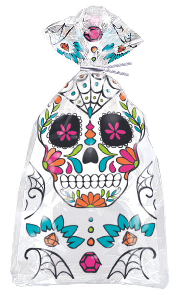 Skull Day of the Dead Cellophane Bags, 20ct