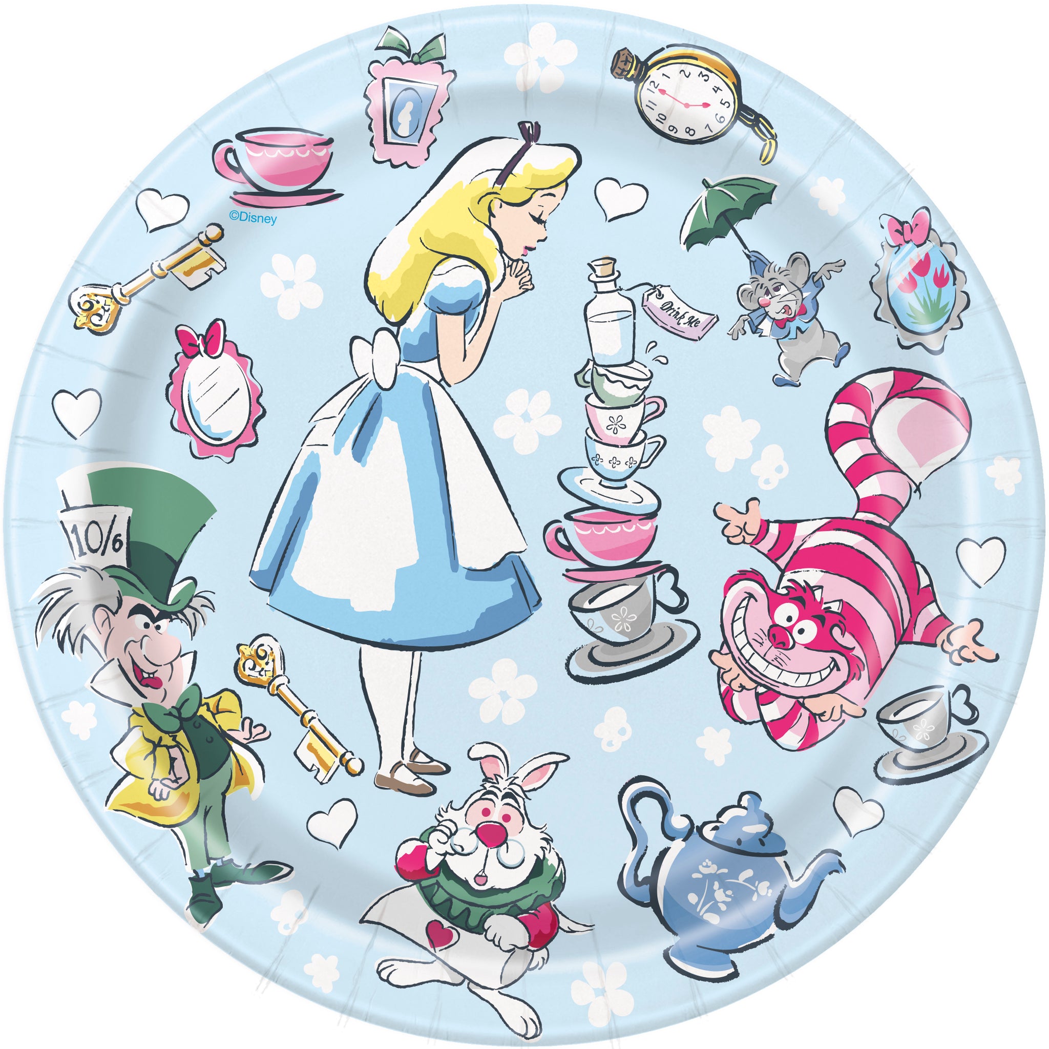 Alice in Wonderland Round 7" Dessert Plates, 8ct
