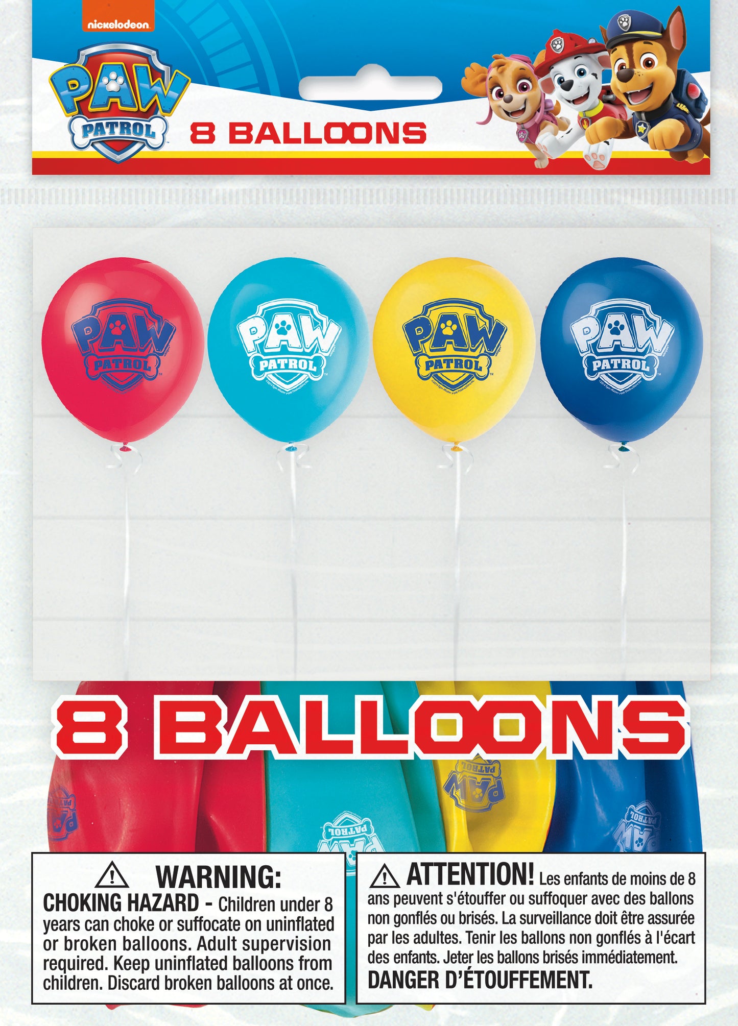 Globos de látex Paw Patrol de 12", 8 unidades