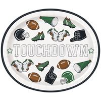 Game Face Football "Touchdown" Oval 12" Plates  8ct - Foil Stamping