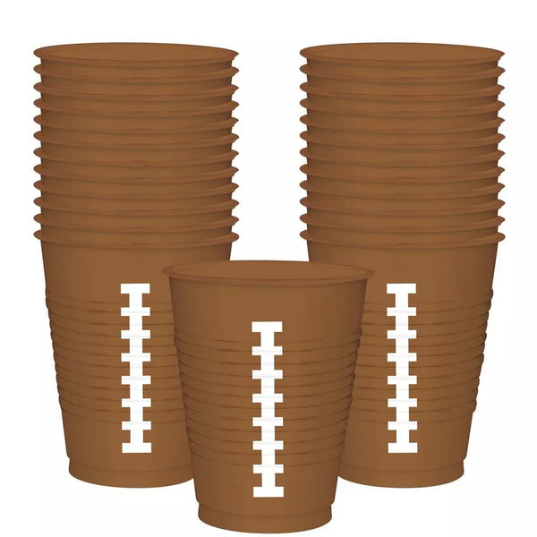 Football Plastic 16 oz. Cups, 25ct
