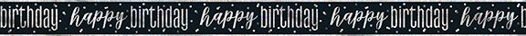Glitz Black & Silver Prismatic Foil "Happy Birthday" Banner, 9ft, 1ct