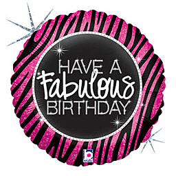 Fabulous Zebra Birthday 36" Round Foil Balloon, 1ct