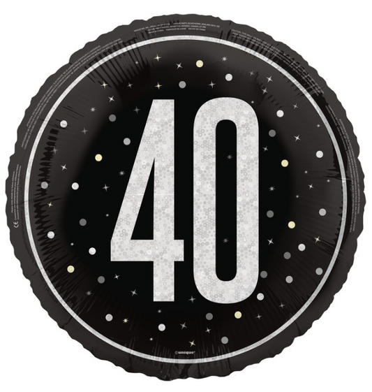 Globo redondo de aluminio Glitz Black Prism "40" de 18", 1 ct