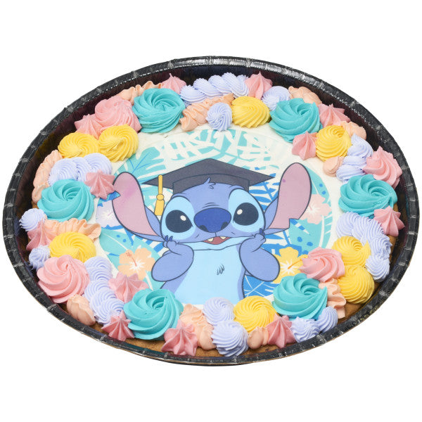 Disney's Stitch Graduation  Edible Cake Topper Image