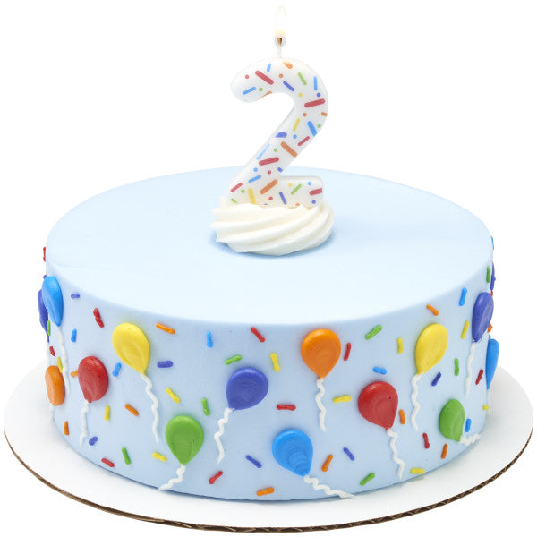 2 Rainbow Sprinkle Numeral Candles