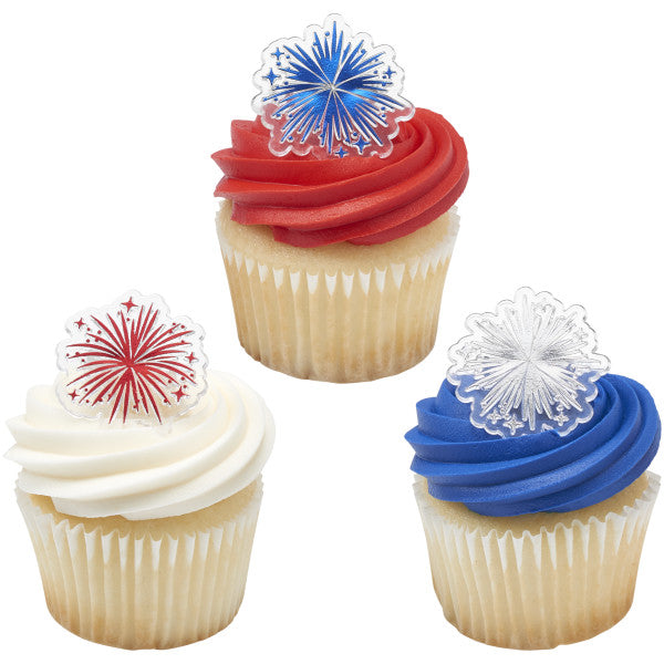 Foil Fireworks Cupcake Rings 12ct