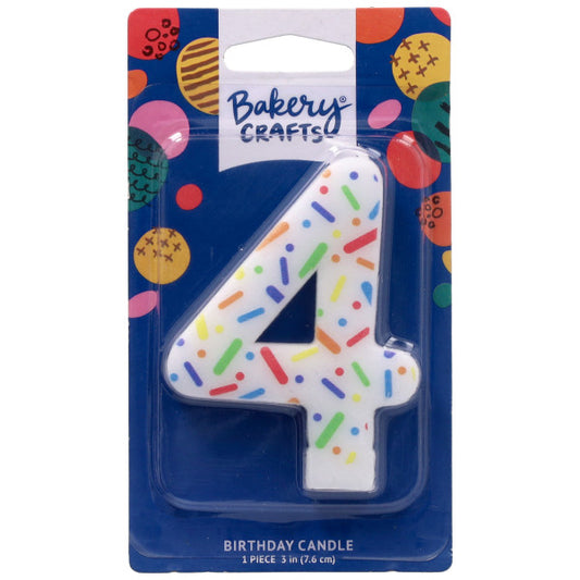 4 Rainbow Sprinkle  Numeral Candles