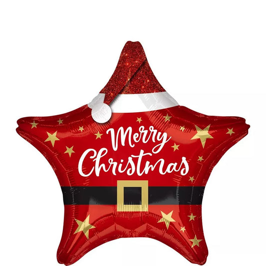 Santa Christmas Star 19" Star Foil Balloon, 1ct