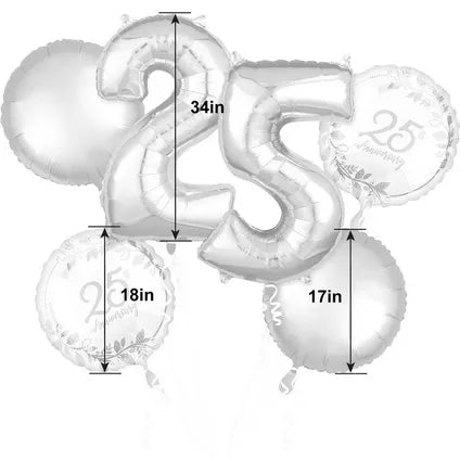Happy 25th Anniversary Balloon Bouquet, 6pc