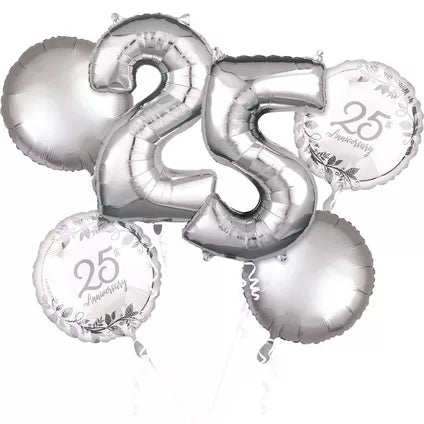 Happy 25th Anniversary Balloon Bouquet, 6pc
