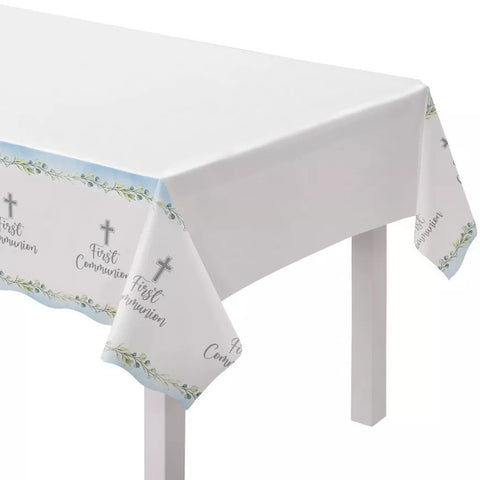 My First Communion Blue Table Cover, 54" x 102", 1ct