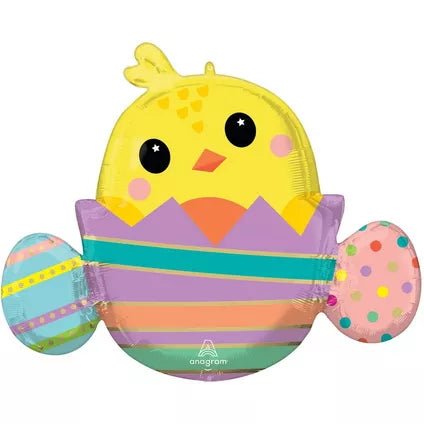 Chicky in Striped Egg 14" Foil Balloon, 1ct