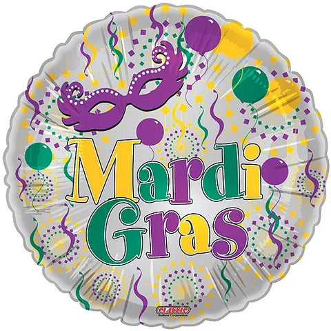 Festive Mardi Gras 18" Round Foil Balloon, 1ct