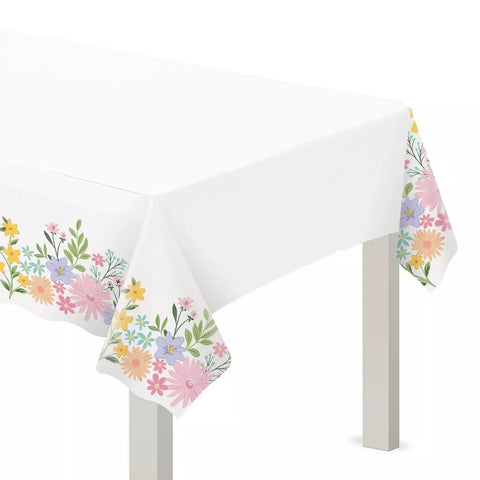 Springtime Blooms 54" x 102" Plastic Table Cover, 1ct