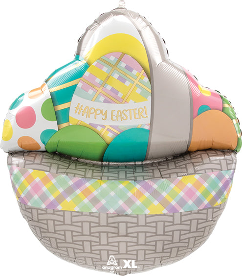 Easter Eggs in Basket 35" Foil Balloon, 1ct