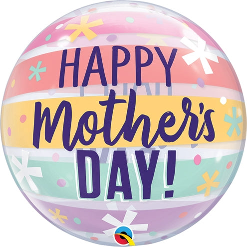 Mother's Day Pastel Stripes 22" Bubble Balloon, 1ct