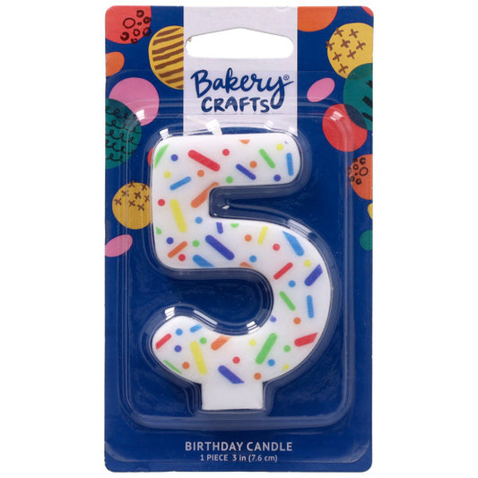 5 Rainbow Sprinkle Numeral Candles