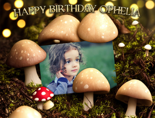 Fantasy Mushroom Forest Photo Frame Edible Cake Topper Image ABPID57749