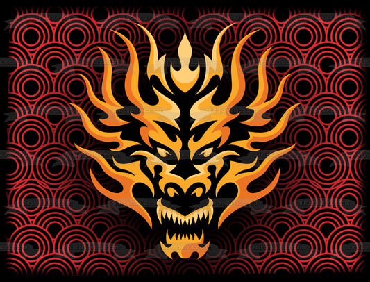 Adorno comestible para tarta del Año Lunar del Dragón 2024 del Año Nuevo chino negro, rojo y dorado Imagen ABPID57780