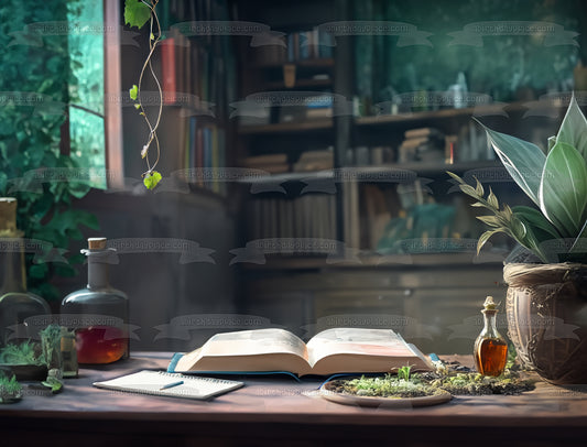 Witch or Wizard's Magical Druid Study Edible Cake Topper Image ABPID57784