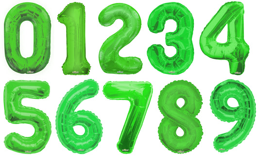 34" Numeral Balloon - Green Plus 12 Color Coordinating Latex Balloons Bouquet