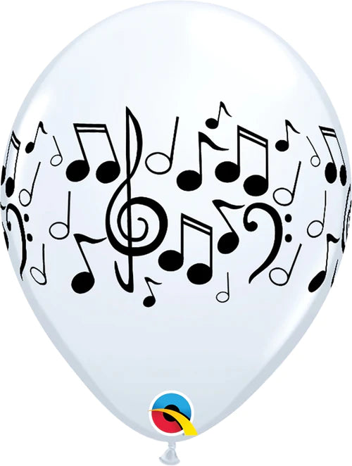 Music Notes White 11" Latex Balloons, 1ct