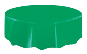 Emerald Green Round Plastic Table Cover, 84", 1ct